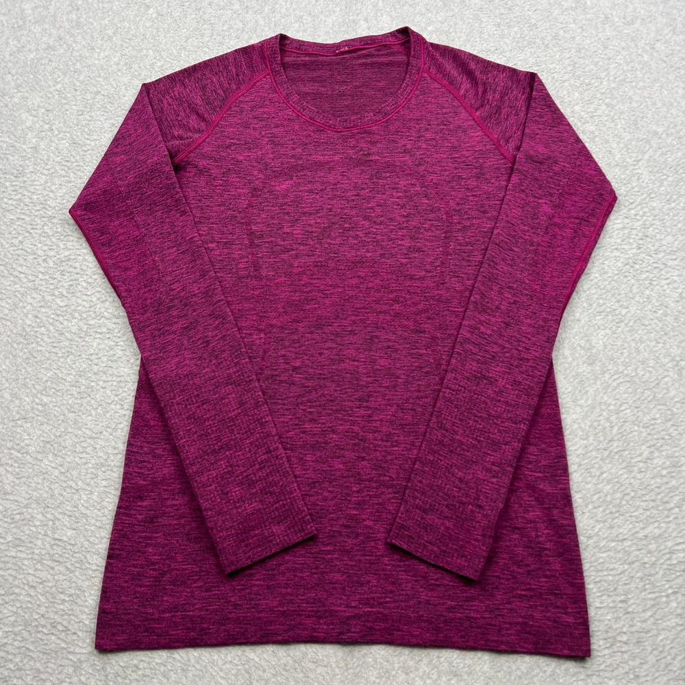 Lululemon Swiftly Tech Long Sleeve Crew Shirt Womens 10 Pink Stretch Mesh W3M18S